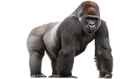Portrait of a Western Lowland Gorilla, isolated on white backgroundの写真素材