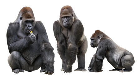 Silverback Gorilla (Gorilla gorilla gorilla gorilla) isolated on white background
