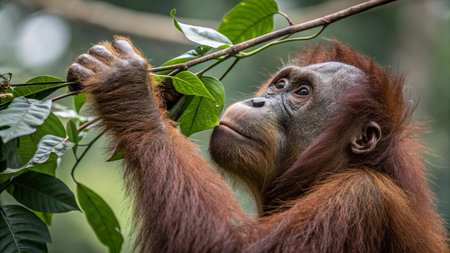 Bornean Orangutan (Pongo pygmaeus) in Sumatra, Indonesia