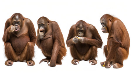 Bornean orangutan (Pongo pygmaeus) isolated on white background