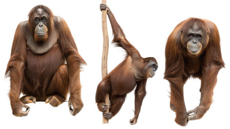 Orangutan (Pongo pygmaeus) isolated on white backgroundの写真素材