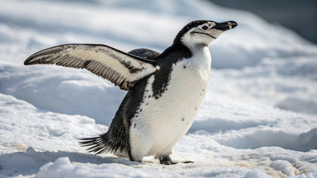 African penguin (Spheniscus demersus) on the iceの写真素材