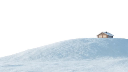house in the snow isolated on a white background. 3d illustration