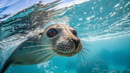 seal in the waterの写真素材