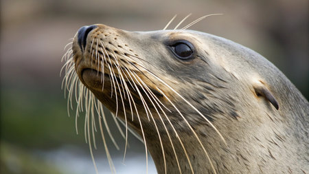 A sea lion jumps out of the water in search of food.