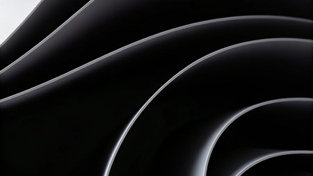 abstract background of curved paper sheets in black and white colors with copy space