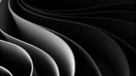 abstract background of black and white curved paper sheets. 3d renderingの写真素材