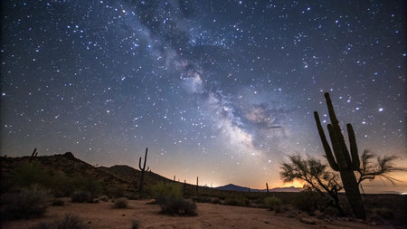 The Milky Way over the Saguaro National Park, Arizona.