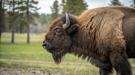 American bison, also known as the American buffalo or simply buffalo.の写真素材