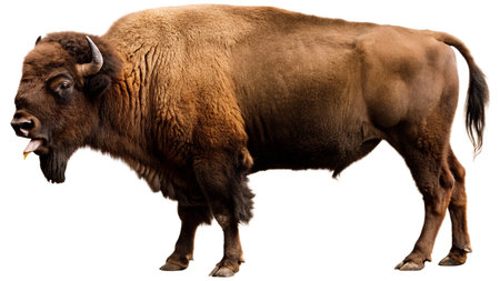 Bison isolated on white background. Bison is the largest bison in the world.