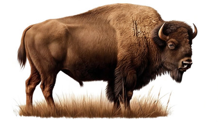 Bison isolated on a white background. 3D illustration. Vintage style.
