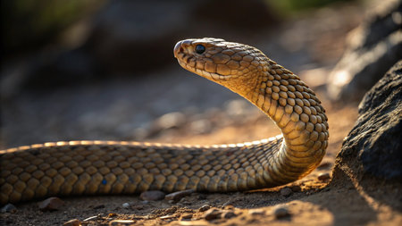 Close-up of a cobra snake (Naja sp.)の写真素材