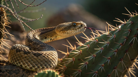Close-up of a venomous rattlesnake (Crotalus sp.)