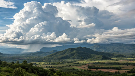 Landscape view of mountain and cloud with blue sky, Thailand.