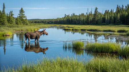 Moose in a forest
