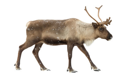 Reindeer, Rangifer tarandus, in front of a white backgroundの写真素材