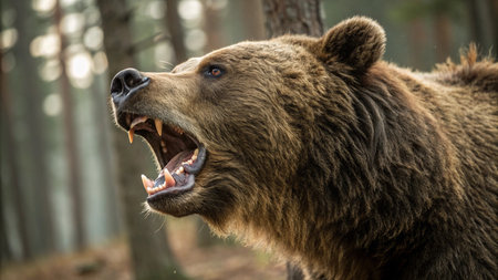 Close-up portrait of a brown bear (Ursus arctos)の写真素材
