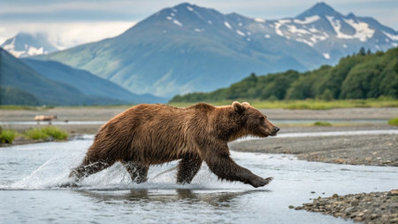 Ruling the landscape, brown bears of Alaskaの写真素材