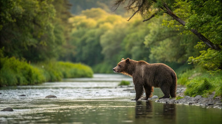 Brown bear on the river. Kamchatka (Ursus arctos beringianus)の写真素材
