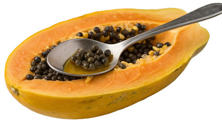Papaya fruit on white background. Clipping path included.の写真素材