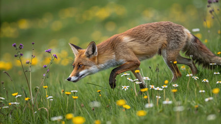 Red fox (Vulpes vulpes) on a meadow