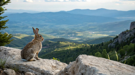 Rabbit in the forest. Springtime. Czech Republic. Europe.の写真素材