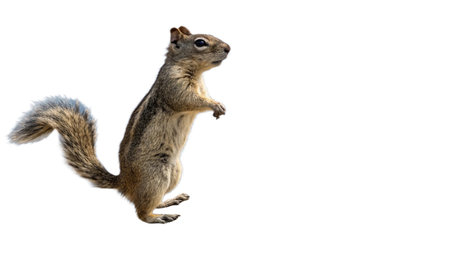 Squirrel isolated on white background with clipping path. Wild animal.の写真素材