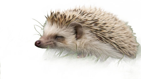 Hedgehog isolated on white background. (Scientific name: Erinaceus Europaeus)の写真素材