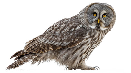 Owl isolated on white background with clipping path. Hand-drawn illustration.の写真素材
