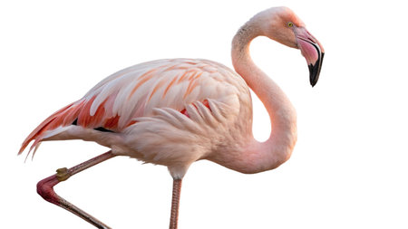 Pink flamingo isolated on white background. Clipping path included.の写真素材