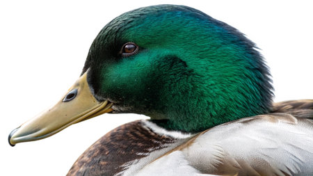 Close up of a male mallard duck (Anas platyrhynchos)の写真素材