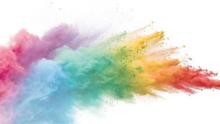 Explosion of colored powder isolated on white background. Abstract colored background