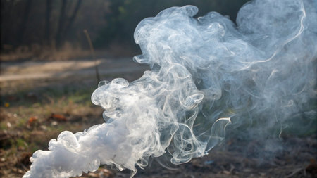 White smoke on the nature. The concept of ecology and environment protection.の写真素材