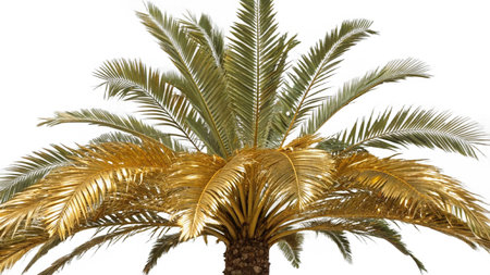 Palm tree with golden leaves isolated on white background. 3d renderの写真素材