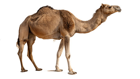 Camel isolated on white background. Side view. Close-up.の写真素材