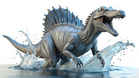 3D render of a dinosaur Spinosaurus isolated on white backgroundの写真素材