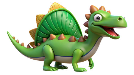 3d rendered illustration of a green dinosaur cartoon character isolated on white backgroundの写真素材