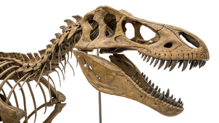 Dinosaur skeleton isolated on white background. Front view. Clipping pathの写真素材