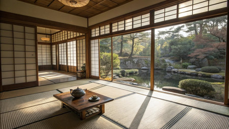 Japanese-style room in the Japanese-style house, Kyoto, Japanの写真素材