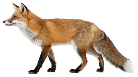 Red fox, Vulpes vulpes, in front of a white backgroundの写真素材