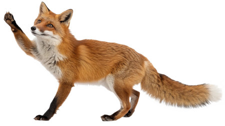Red Fox, Vulpes vulpes, in front of a white background
