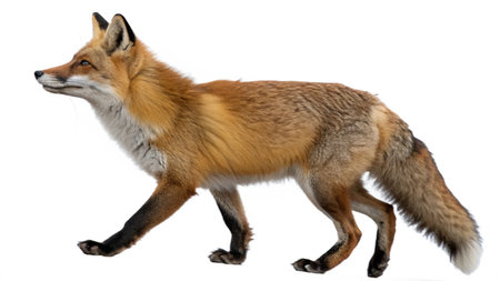 Red fox, Vulpes vulpes, in front of a white backgroundの写真素材