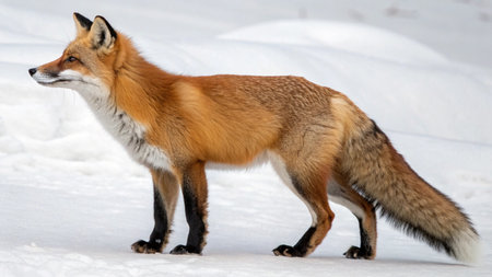 Red fox (Vulpes vulpes) on snow in winter