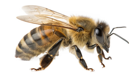 Bee isolated on white background. Apis mellifera. High quality photoの写真素材