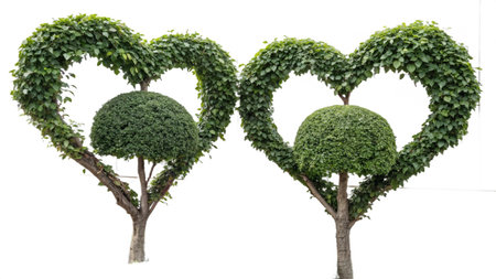 Heart shaped tree isolated on white background with clipping path for design.の写真素材