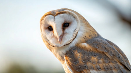 Portrait of Barn Owl (Tyto alba) in winter