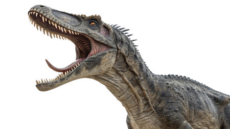 Dinosaur Tyrannosaurus Rex roaring isolated on white background with clipping path