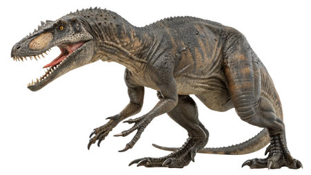 3D digital render of a dinosaur Tyrannosaurus Rex isolated on white backgroundの写真素材