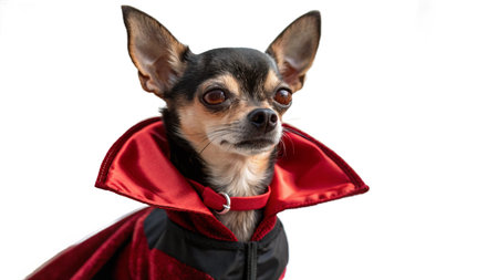 Chihuahua dog dressed as a vampire isolated on white backgroundの写真素材
