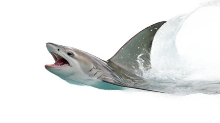 Shark isolated on a white background. Scientific name: Carcharodon carcharias.の写真素材